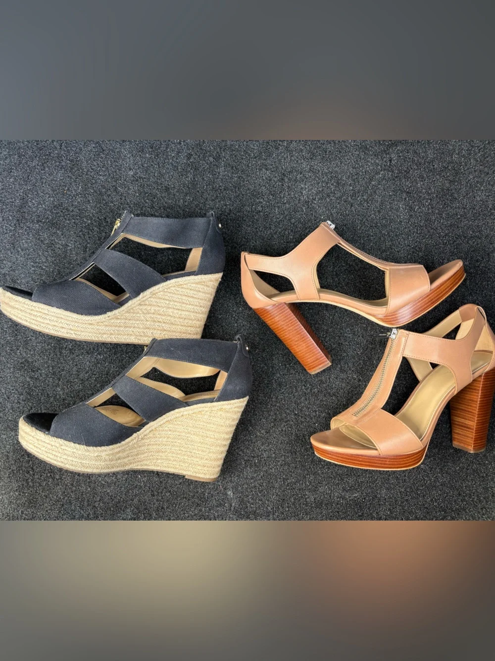Michael Kors Bundle: Berkley Platform Sandals & Espadrille Wedges Size 10